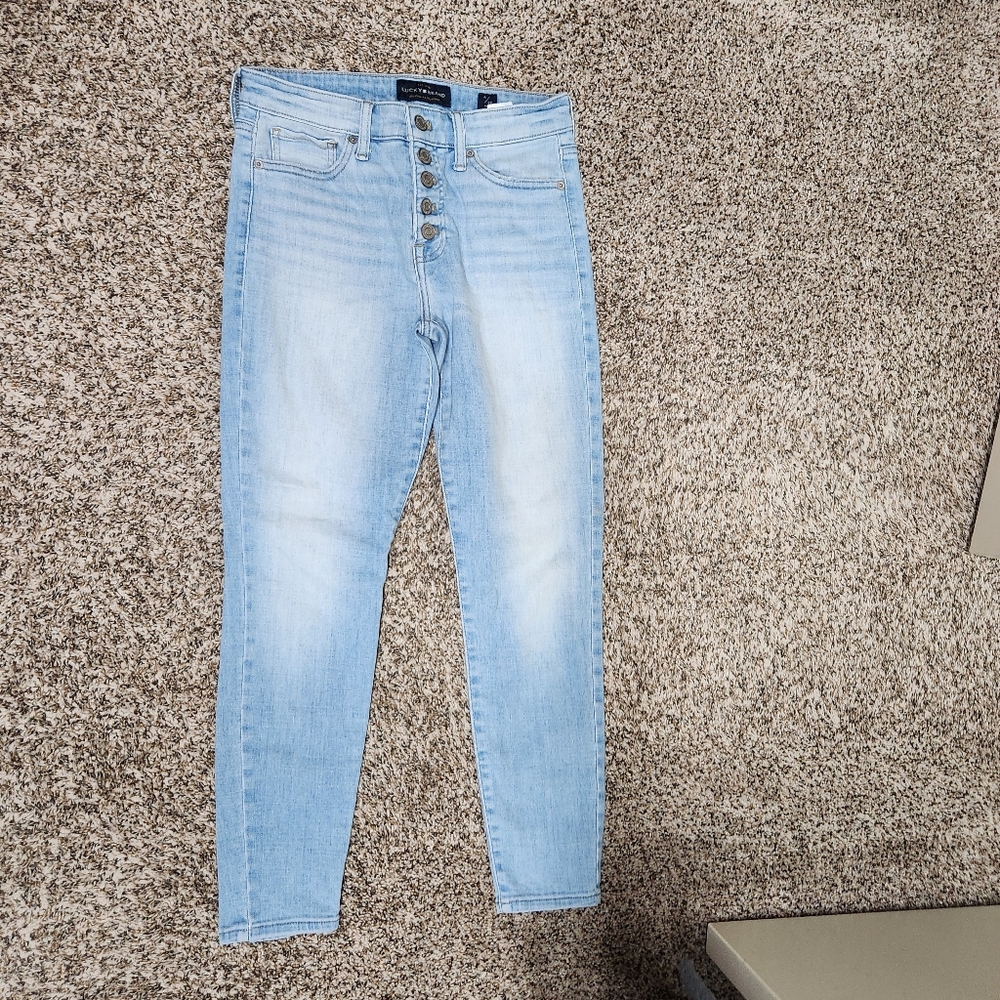 Lucky Brand Light Blue Button Fly Ankle High Rise Jeans
